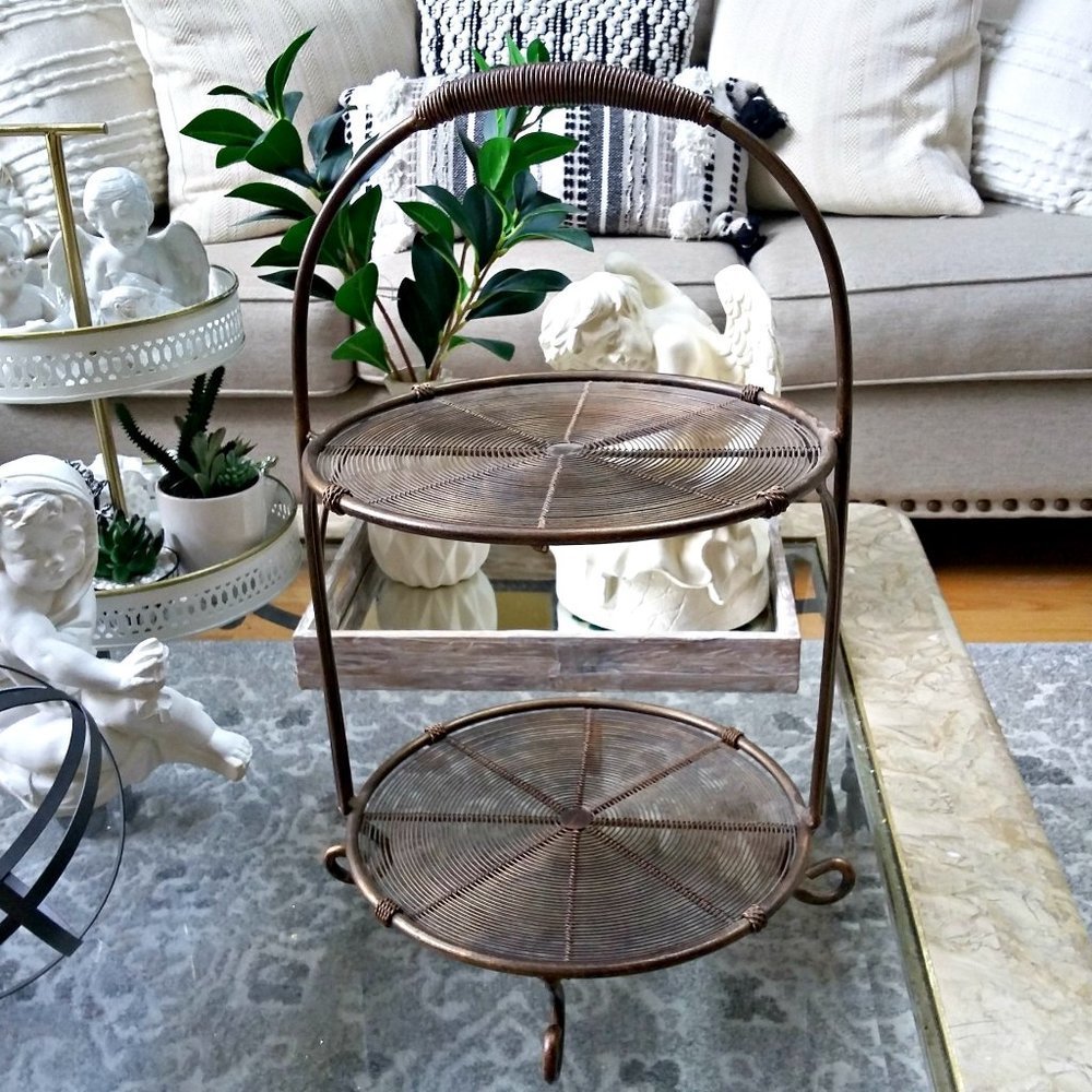 BOHO Farmhouse SOLID METAL Tiered TRAY